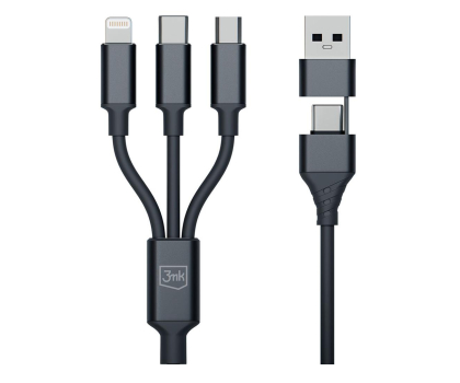 Kabel 3MK Hyper Cable 3in1 A/C to C/Micro/Lightning 1.5m black